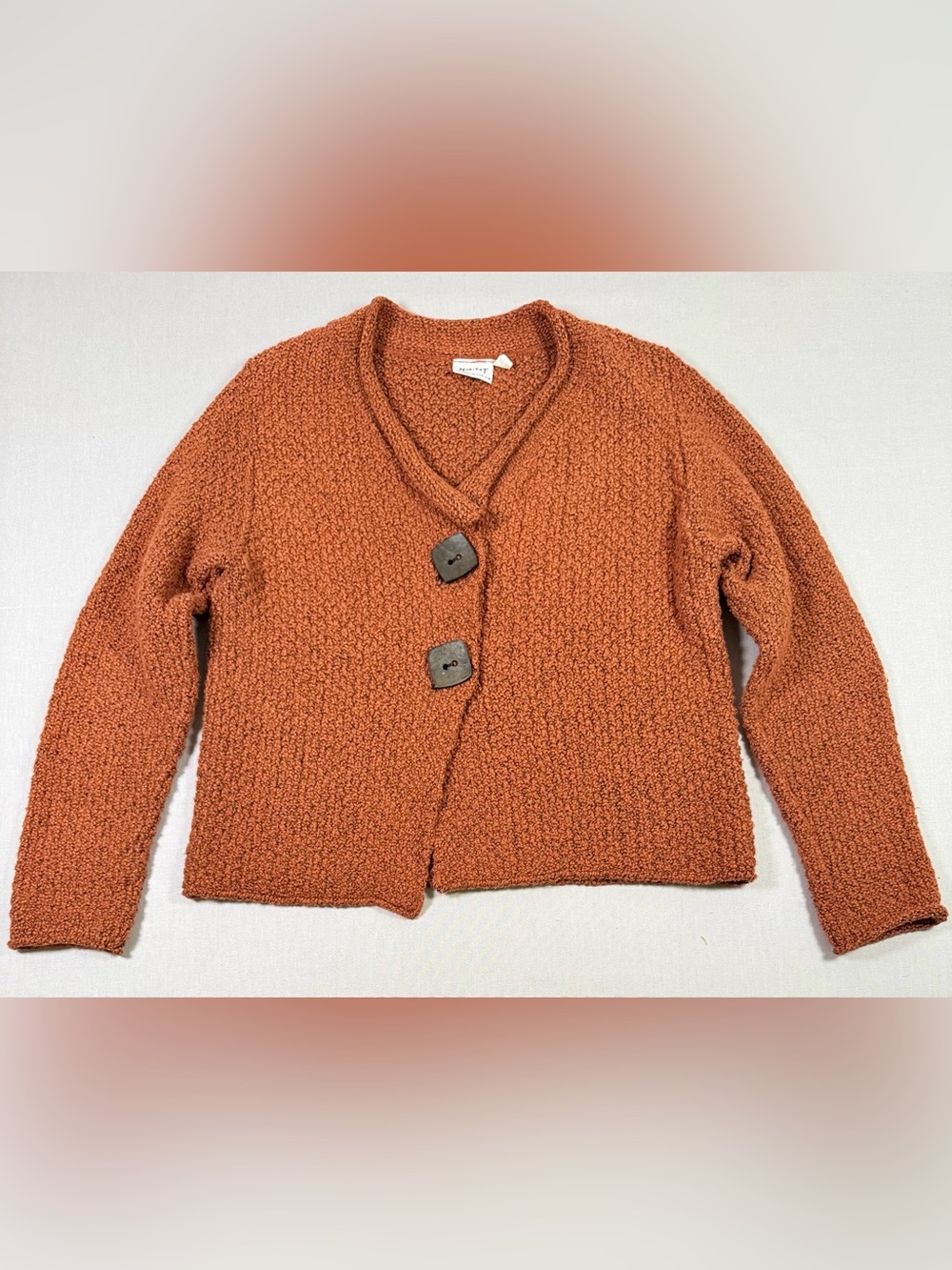 Habitat 100% Cotton Textured Cardigan Sweater Rust S/M Artsy Lagenlook